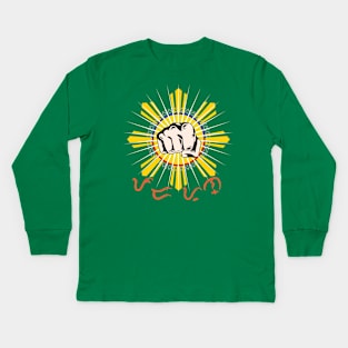 Phil.Sun Fist / Baybayin word Padayon (to continue) Kids Long Sleeve T-Shirt